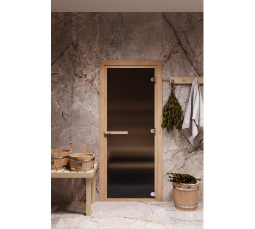 Дверь стеклянная для бани 70*180 бронза матовая