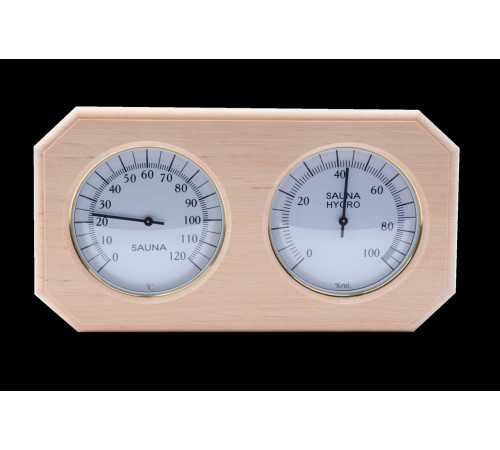 Термометр-гигрометр ОЧКИ восьмиугольник (липа, ольха, термодревесина)