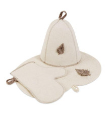 Комплект банный (шапка,рукавица,коврик), войлок