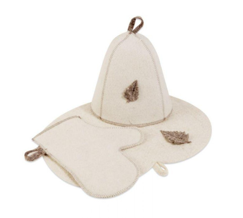 Комплект банный (шапка,рукавица,коврик), войлок