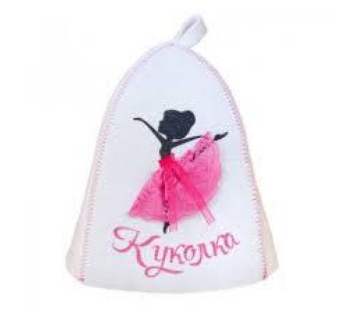 Шапка банная, принт "Куколка", войлок