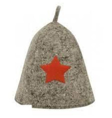 Шапка банная со звездой, войлок серый