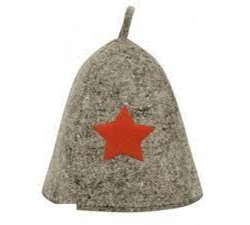 Шапка банная со звездой, войлок серый