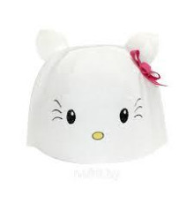 Шапка банная детская с вышивкой  "Китти", фетр белый