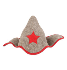 Шапка банная "Будёновка", войлок серый