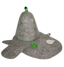 Комплект банный (шапка,рукавица,коврик), войлок серый